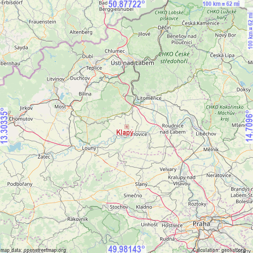 Klapý on map