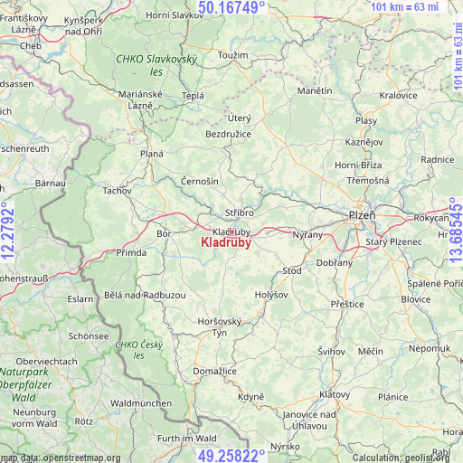 Kladruby on map