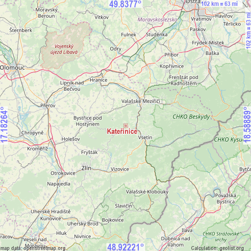 Kateřinice on map