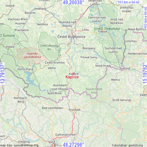 Kaplice on map