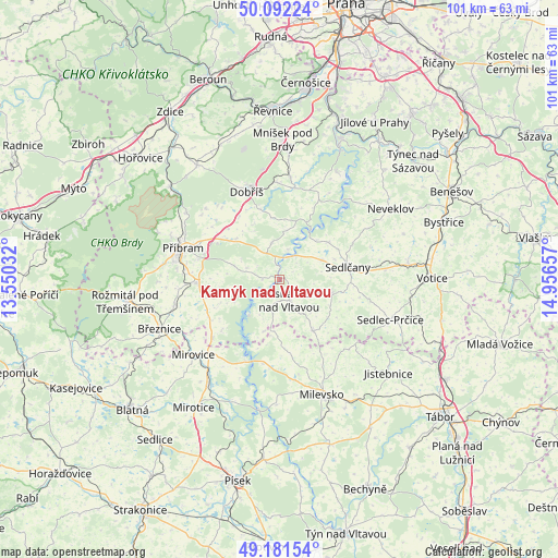 Kamýk nad Vltavou on map