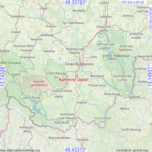 Kamenný Újezd on map