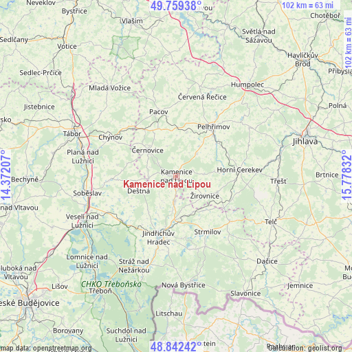 Kamenice nad Lipou on map