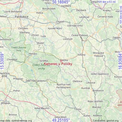 Kamenec u Poličky on map