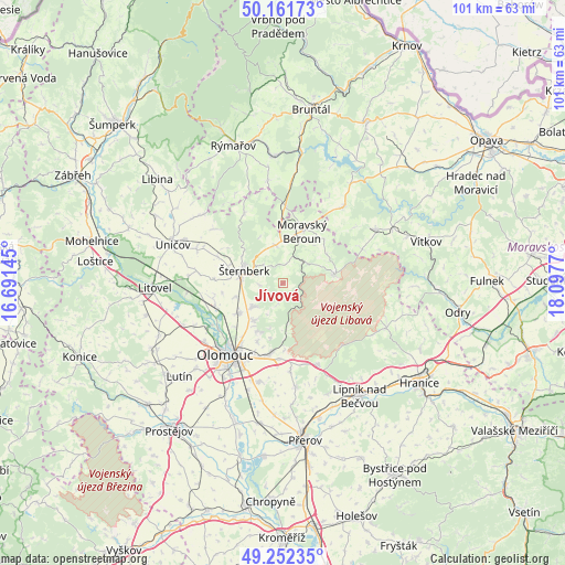 Jívová on map