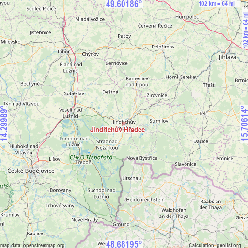 Jindřichův Hradec on map