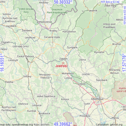 Jestřebí on map