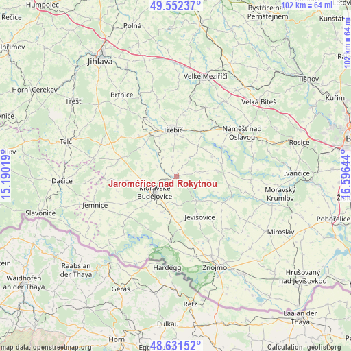 Jaroměřice nad Rokytnou on map