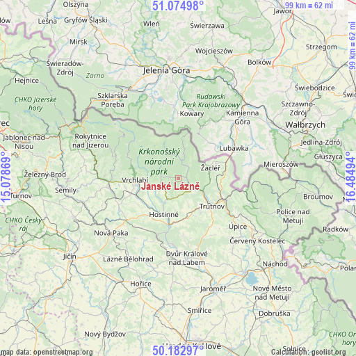 Janské Lázně on map
