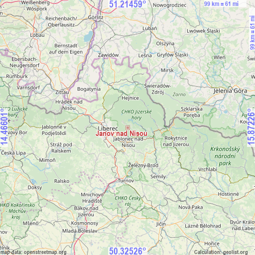 Janov nad Nisou on map