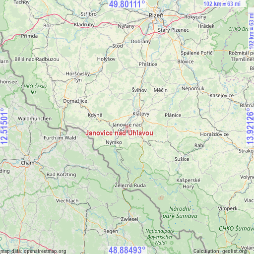 Janovice nad Úhlavou on map