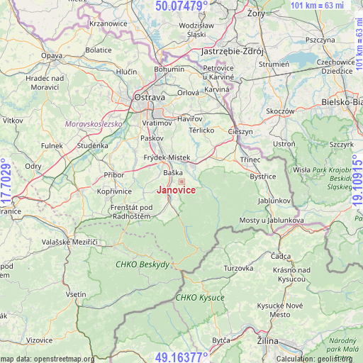 Janovice on map