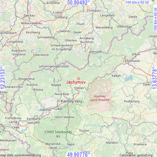 Jáchymov on map