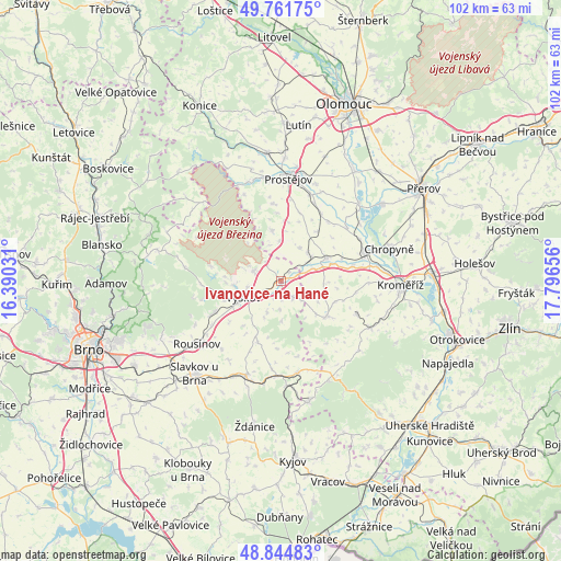 Ivanovice na Hané on map