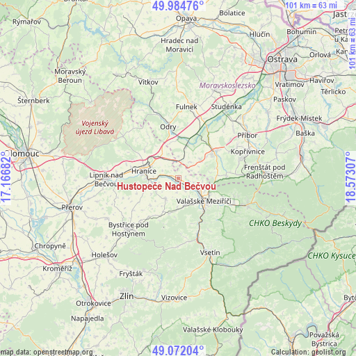 Hustopeče Nad Bečvou on map