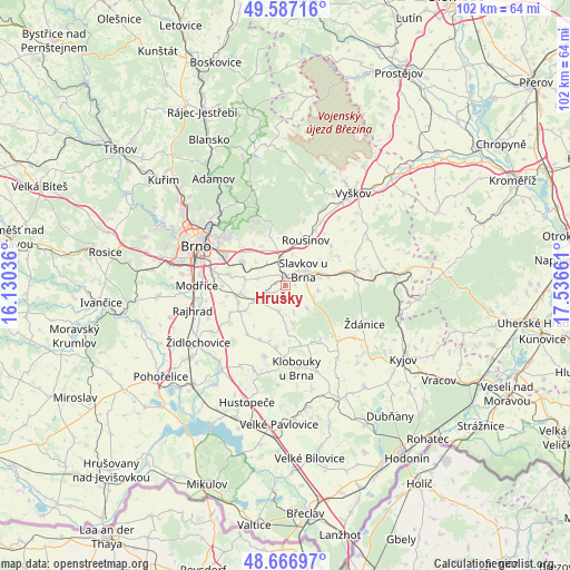 Hrušky on map