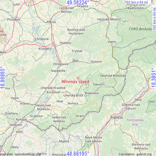 Hřivínův Újezd on map