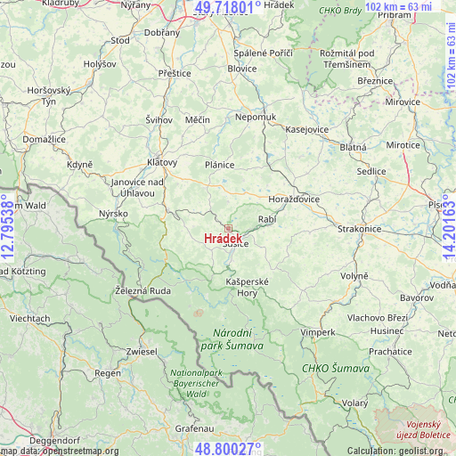 Hrádek on map