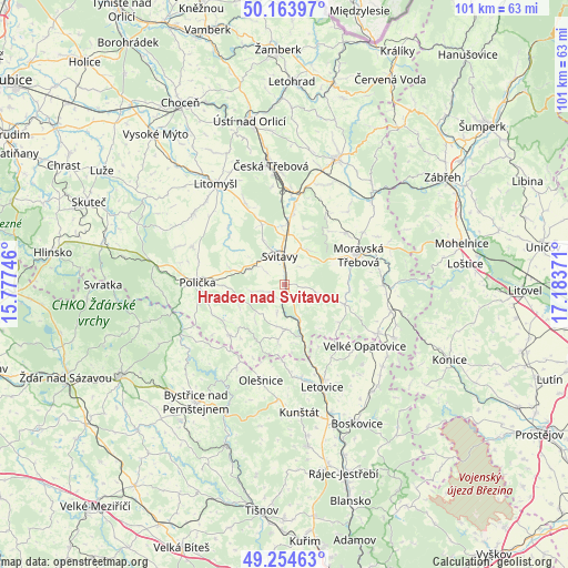 Hradec nad Svitavou on map