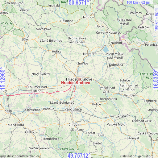 Hradec Králové on map