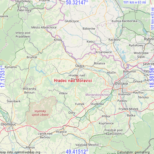 Hradec nad Moravici on map