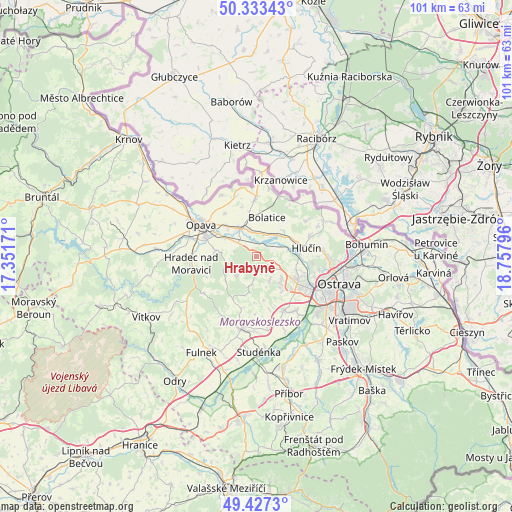 Hrabyně on map