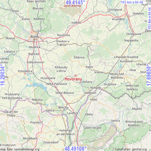 Hovorany on map