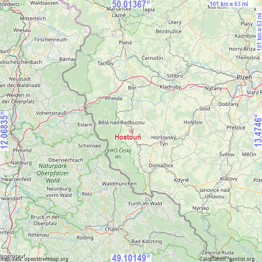 Hostouň on map