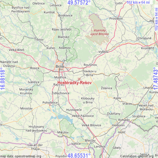 Hostěrádky-Rešov on map