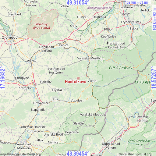 Hošťálková on map