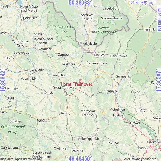 Horní Třešňovec on map