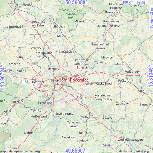 Horní Počernice on map