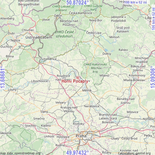 Horní Počaply on map