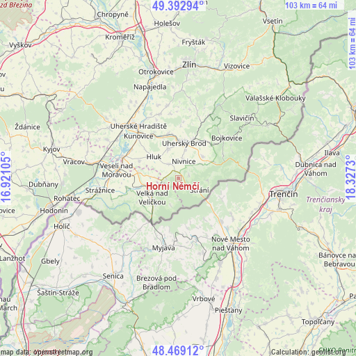 Horní Němčí on map