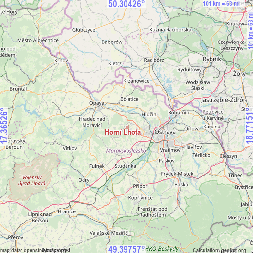 Horní Lhota on map