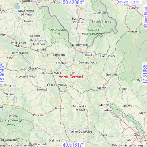 Horní Čermná on map