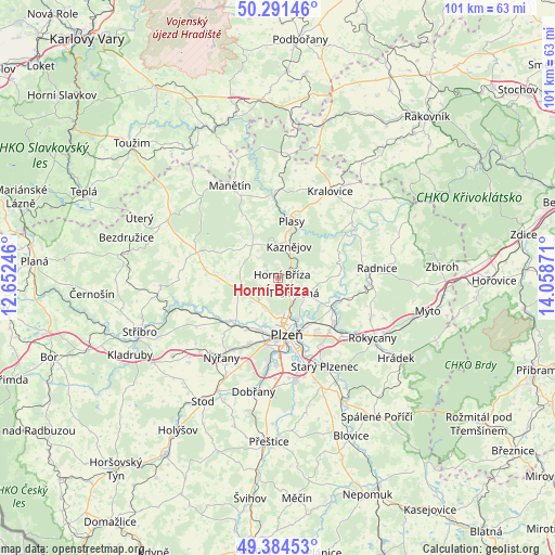 Horní Bříza on map