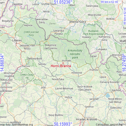 Horní Branná on map