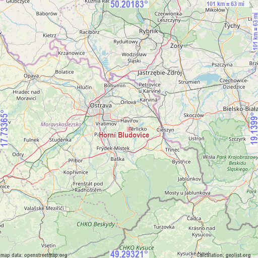 Horní Bludovice on map