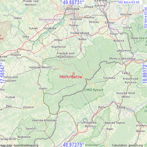 Horní Bečva on map