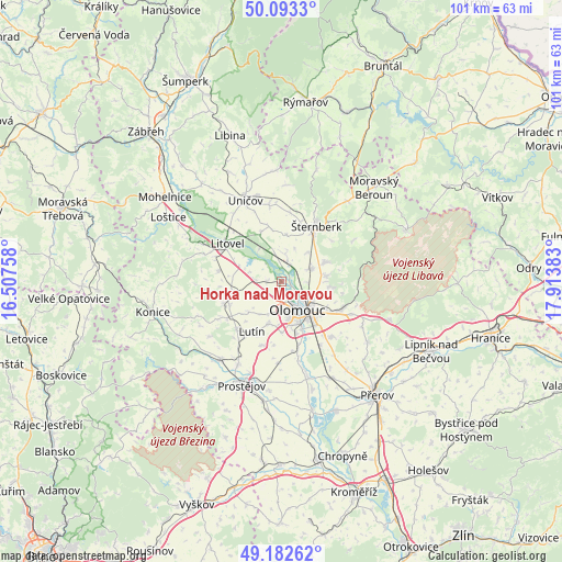Horka nad Moravou on map