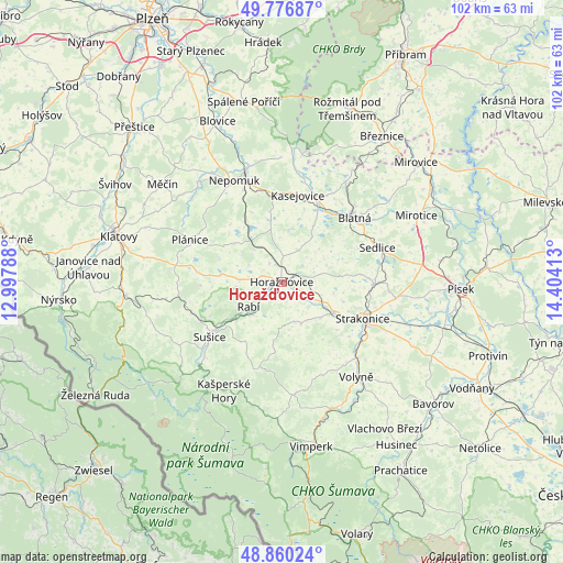 Horažďovice on map