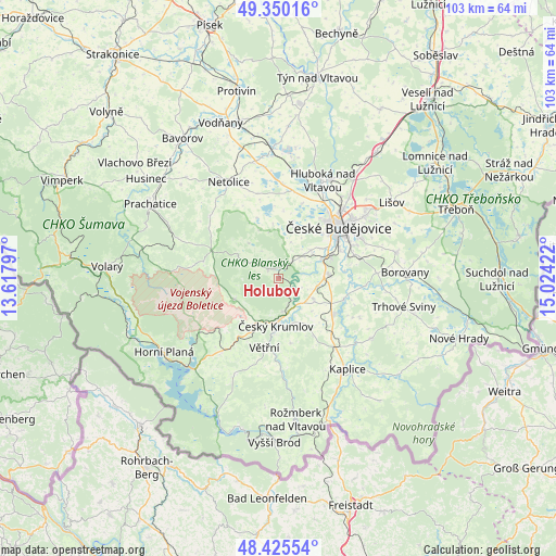 Holubov on map