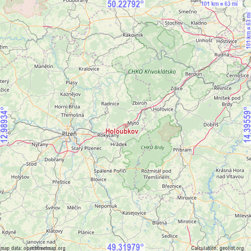 Holoubkov on map