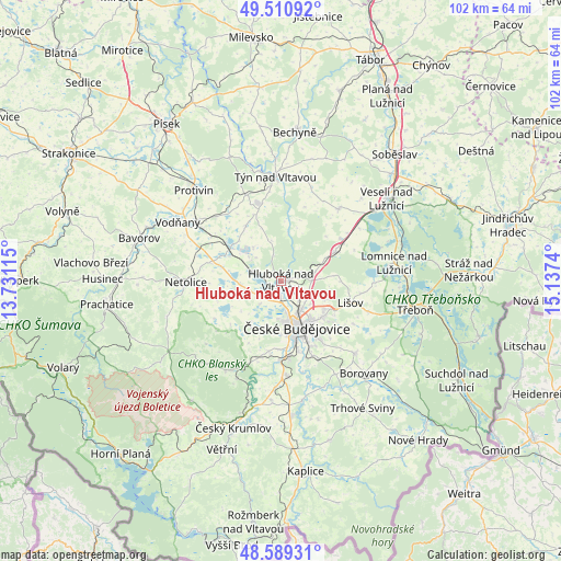Hluboká nad Vltavou on map