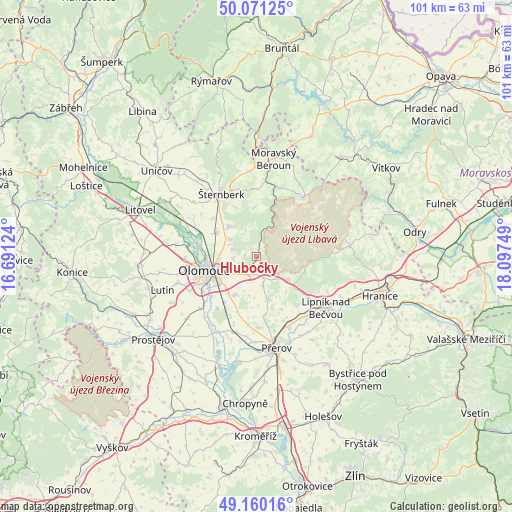 Hlubočky on map