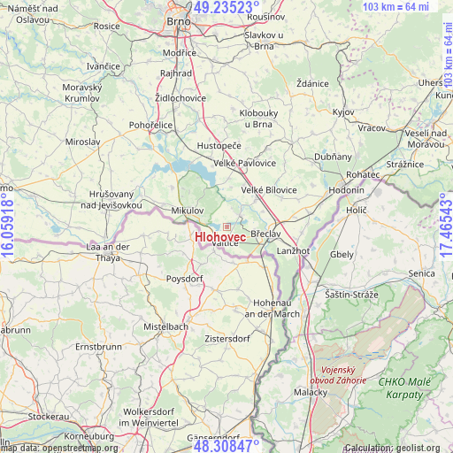 Hlohovec on map