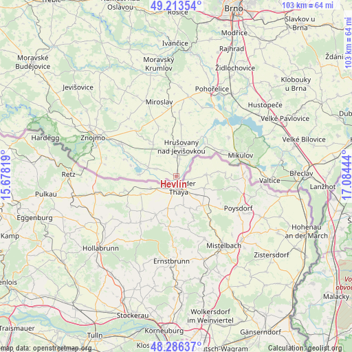 Hevlín on map