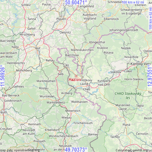 Hazlov on map