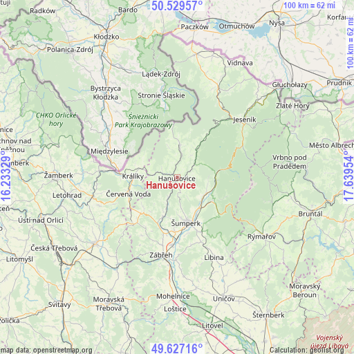 Hanušovice on map